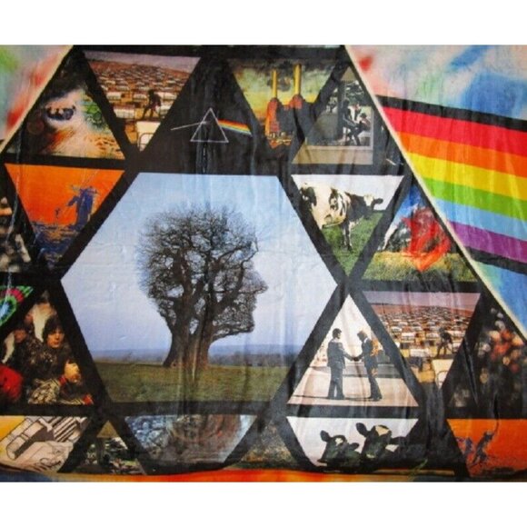New Tie Dye Prism Pink Floyd Plush Throw Gift Blanket Hi Def Photos Syd Barrett - Picture 4 of 5